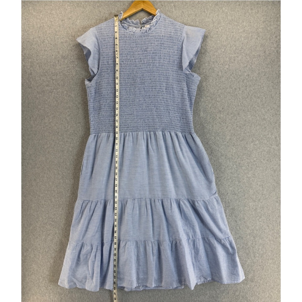 Pomegranate Anthropologie Striped Smocked Ruffle Tiered Dress Blue White Size XL